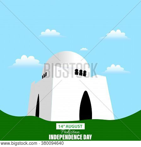 Vector Illustration Of Pakistan Independence Day 14th August. Waving Fabric Of Pakistan Flag, Minima