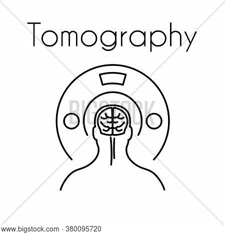 Healthcare Linear Medical Tomography Icon. Vector Illustration Of Man With Brain Symbol In The Tomog