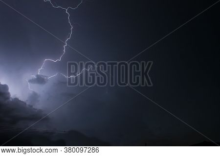 Lightning And Lightning During Thunderstorm Nigth Dark