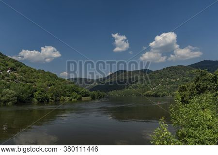 Sunny Blue Sky Day In Valley Of River Labe In Sebuzin Village