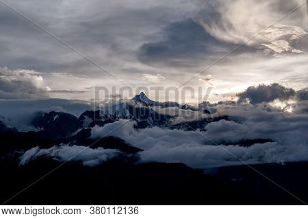 Snow Capped Peak Of Sacred Mountain Kawagarbo (khawa Karpo, Kawadgarbo, Khawakarpo, Moirig Kawagarbo