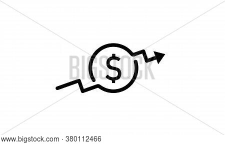 Dollar Rate Increase Icon. Currency Exchange Rate Solid. Rowth Graph Symbol, Glyph Style Pictogram. 