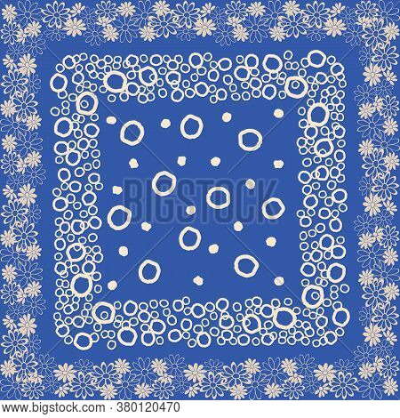 Indigo Blue Dots, Lace Like Vector Seamless Illustration