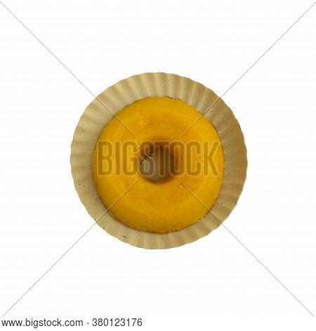 Quindim, A Tasty Yellow Brazilian Dessert Made With Condensed Milk And Eggs, Viewed From The Top And