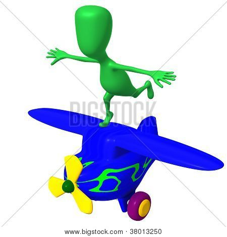 View Green Puppy Imitate Flight On Airplane