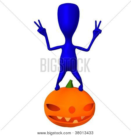 Happy Puppy Posing On Heavy Orange Pupkin