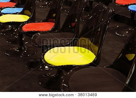 Chairs Standing In Line At Conference Room