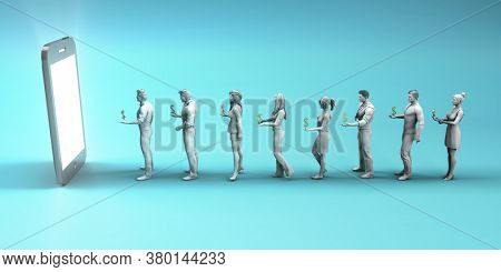 People Making Payment on Mobile For Services 3d Render