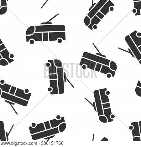 Trolleybus Icon In Flat Style. Trolley Bus Vector Illustration On White Isolated Background. Autobus