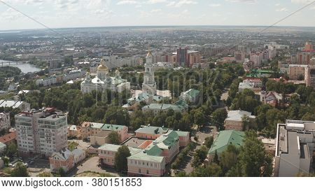 Downtown Penza Aerial View. Day. A Developing City In Russia. Penza City Aerial View.