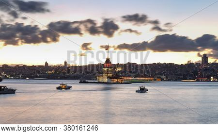 Maidens Tower In Bosphorus Strait, Istanbul City, Turkey