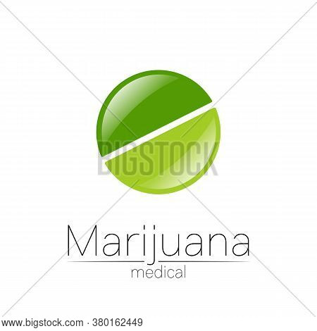 Medical Cannabis Symbol In Vector. Logotype For Marijuana, Nature Herbal Medicine, Therapy, Doctors 