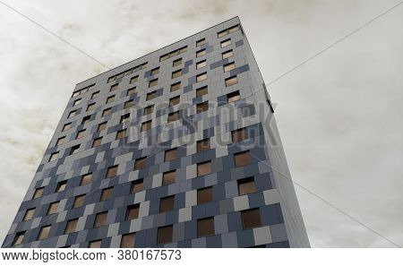 Ornskoldsvik, Norrland Sweden - June 19, 2020: Luxurious And High Hotel With Dramatic Sky