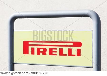 Creches, France - March 15, 2020: Pirelli Logo On A Panel. Pirelli Is A Multinational Company Based 