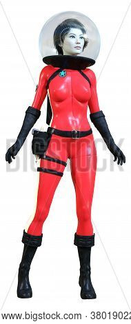 3D Rendering Astrnaut Woman On White
