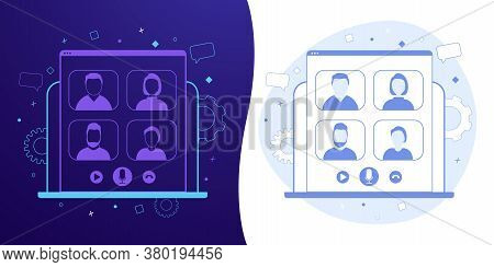 Video Call, Online Conference Meeting - Digital Technology Communication Vector Icon Set Concept Wit