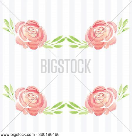 Hand-painted Watercolor Floral Rose Pattern. Illustration Of Decorative Floral Design For Wedding In