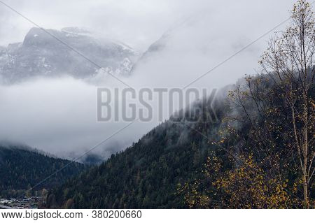 Mountain Alpine Autumn Lake Achensee, Alps, Tirol, Austria. Picturesque Traveling, Seasonal And Natu
