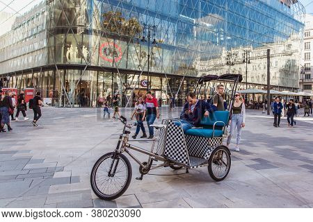 Budapest, Hungary. October 2019: Tourists And Visitors On The Vorosmarty Square In Budapest.