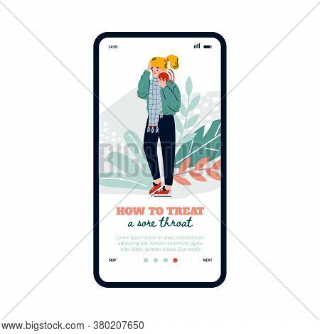 Mobile Onboarding Screen Design For Medical Application Advising How To Treat A Sore Throat In Case 
