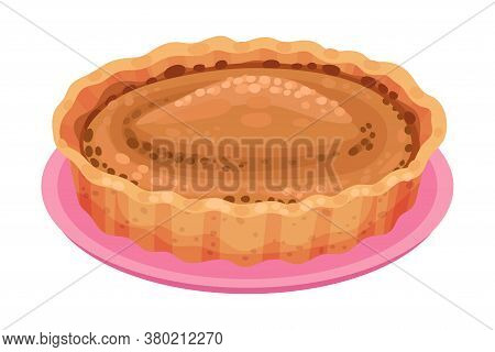 Baked Sweet Pie With Filling And Crust Made Of Shortcrust Pastry Vector Illustration