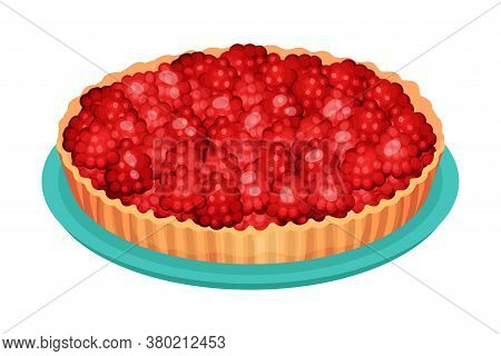 Sweet Homemade Open Pie Or Tart With Berry Filling And Crust Made Of Shortcrust Pastry Vector Illust