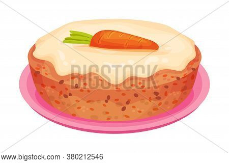 Sweet Homemade Carrot Pie With Crust Made Of Shortcrust Pastry Vector Illustration