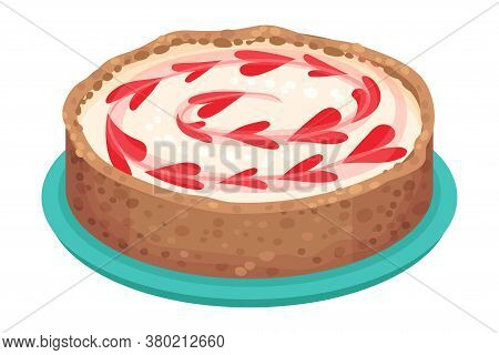 Sweet Homemade Open Pie Or Tart With Berry Filling And Crust Made Of Shortcrust Pastry Vector Illust