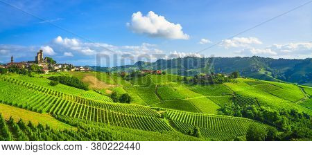 Langhe Vineyards Panorama, Serralunga D Alba, Unesco Site, Piedmont, Northern Italy Europe.