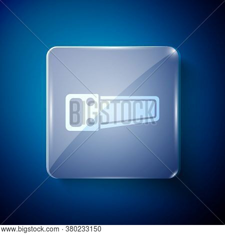 White Hand Saw Icon Isolated On Blue Background. Square Glass Panels. Vector Illustration
