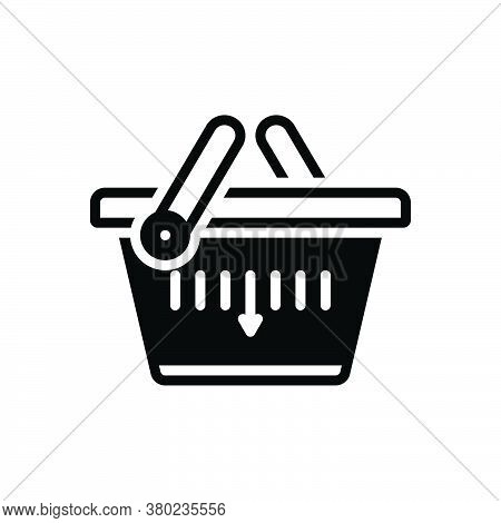 Black Solid Icon For Shopping-basket Merchandise Basket Buying Commerce Grocery Trolly Purchase Stor