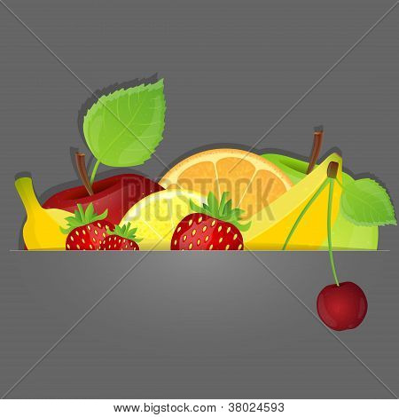 Conjunto de frutas. Ilustración del vector.