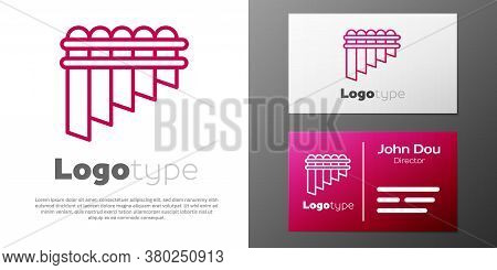 Logotype Line Pan Flute Icon Isolated On White Background. Traditional Peruvian Musical Instrument. 