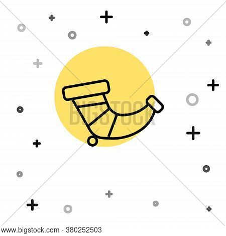 Black Line Hunting Horn Icon Isolated On White Background. Random Dynamic Shapes. Vector
