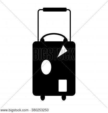 Black Suitcase Flat Icon Vector On White Background