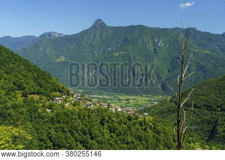 The Caffaro Valley, Near Bagolino In Brescia Province, Lombardy, Italy, Seen From The Road Of Cerret
