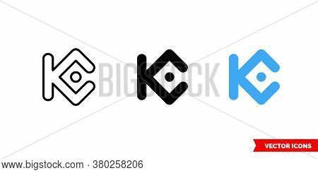 Kucoin Shares Cryptocurrency Icon Of 3 Types Color, Black And White, Outline. Isolated Vector Sign S