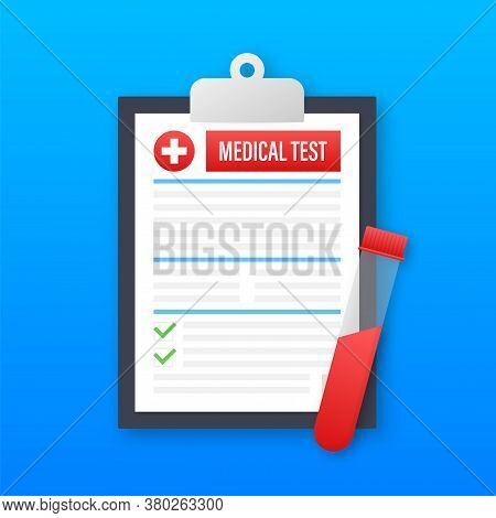 Blood Test Result In Flat Style. Chemical Laboratory Research. Vector Stock Illustration.