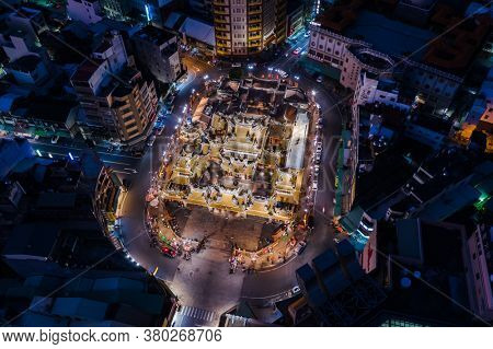 Yunlin, Taiwan - December 11th, 2019: aerial view of famous Beigang Chaotian Temple, Yunlin, Taiwan, Asia