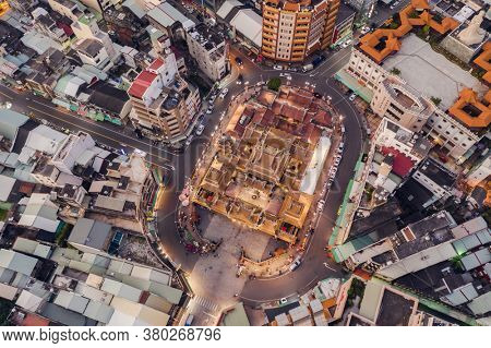 Yunlin, Taiwan - December 11th, 2019: aerial view of famous Beigang Chaotian Temple, Yunlin, Taiwan, Asia
