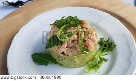 Crevette With Vegetable Mouse And Fresh Arugula