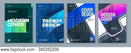 Set Of Brochure Design Cover Template For Brochure, Catalog, Layout With Color Shapes. Modern Vector