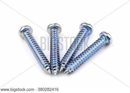 Screws Isolated On A White Background. Metal Screws.