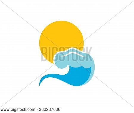 Wave Sun Seagull Vector Illustration