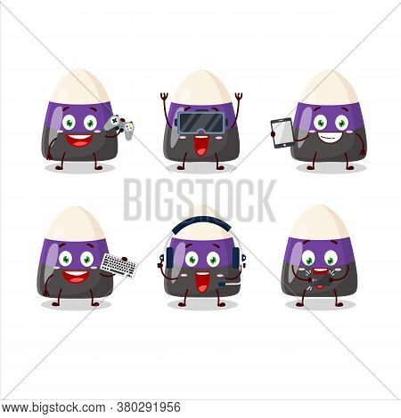 Blue Candy Corn Cartoon Character Are Playing Games With Various Cute Emoticons
