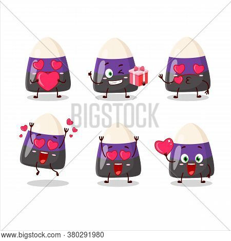 Blue Candy Corn Cartoon Character With Love Cute Emoticon