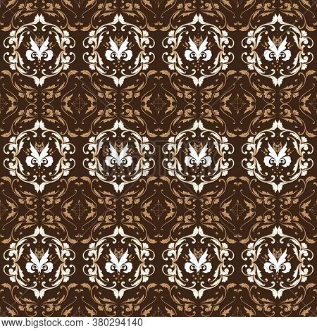 Unique Flower Pattern Design On Central Java Batik With Simple White Brown Color Design.