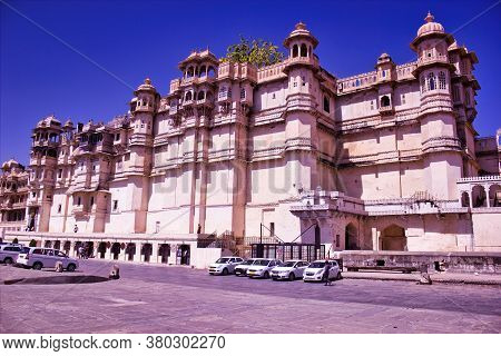 Udaipur, India - May 23, 2013: City Palace, Located On The Banks Of Lake Pichola Built By Maharaja S