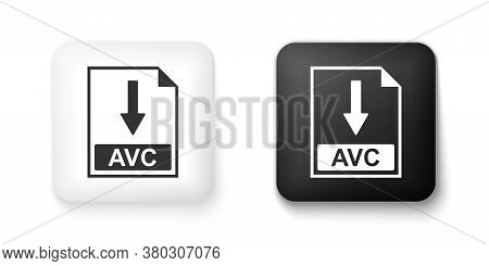 Black And White Avc File Document Icon. Download Avc Button Icon Isolated On White Background. Squar