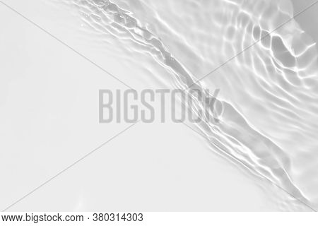 Blurred Desaturated Transparent Clear Calm Water Surface Texture With Splashes And Bubbles. Trendy A